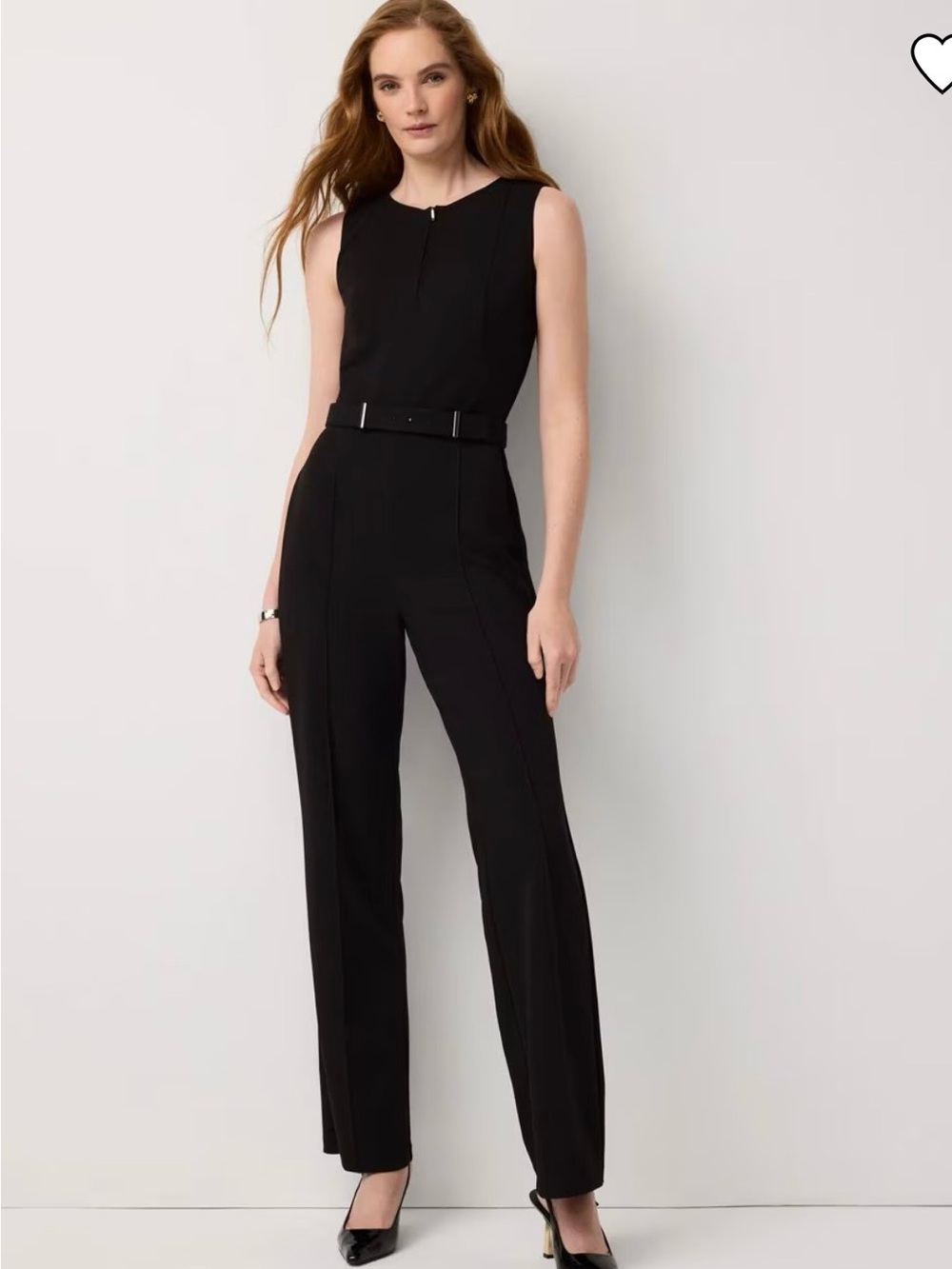 White House Black Market Black Sleeveless Jumpsuit with Belt